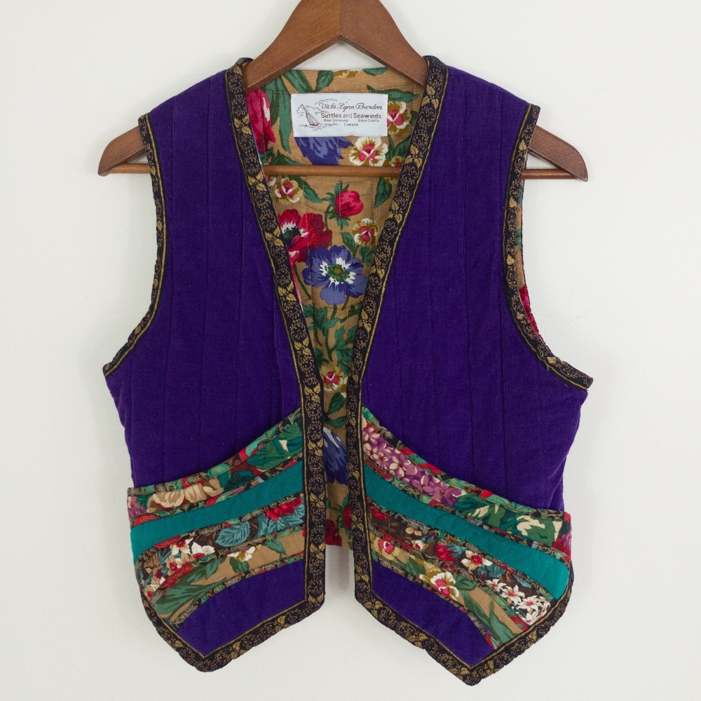 Suttles & Seawinds Quilted Folk Art Vest By Vicki Lynn Bardon Size Small